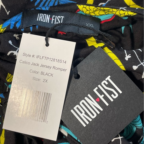 Iron Fist black calico jack mermaids leaves anchors jersey romper Womens 2XL - Picture 11 of 13